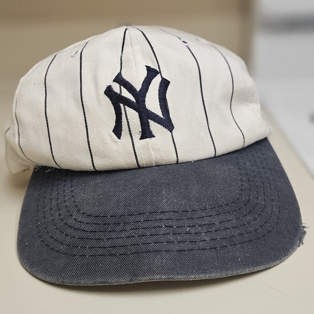 Kids Pinstripe Cap - Navy and White